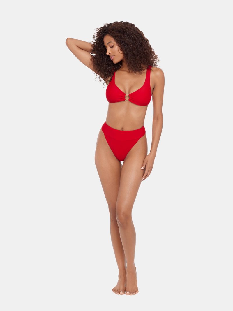 SLEEK 'N CHIC HIGH WAISTED BIKINI BOTTOM CHERRY
