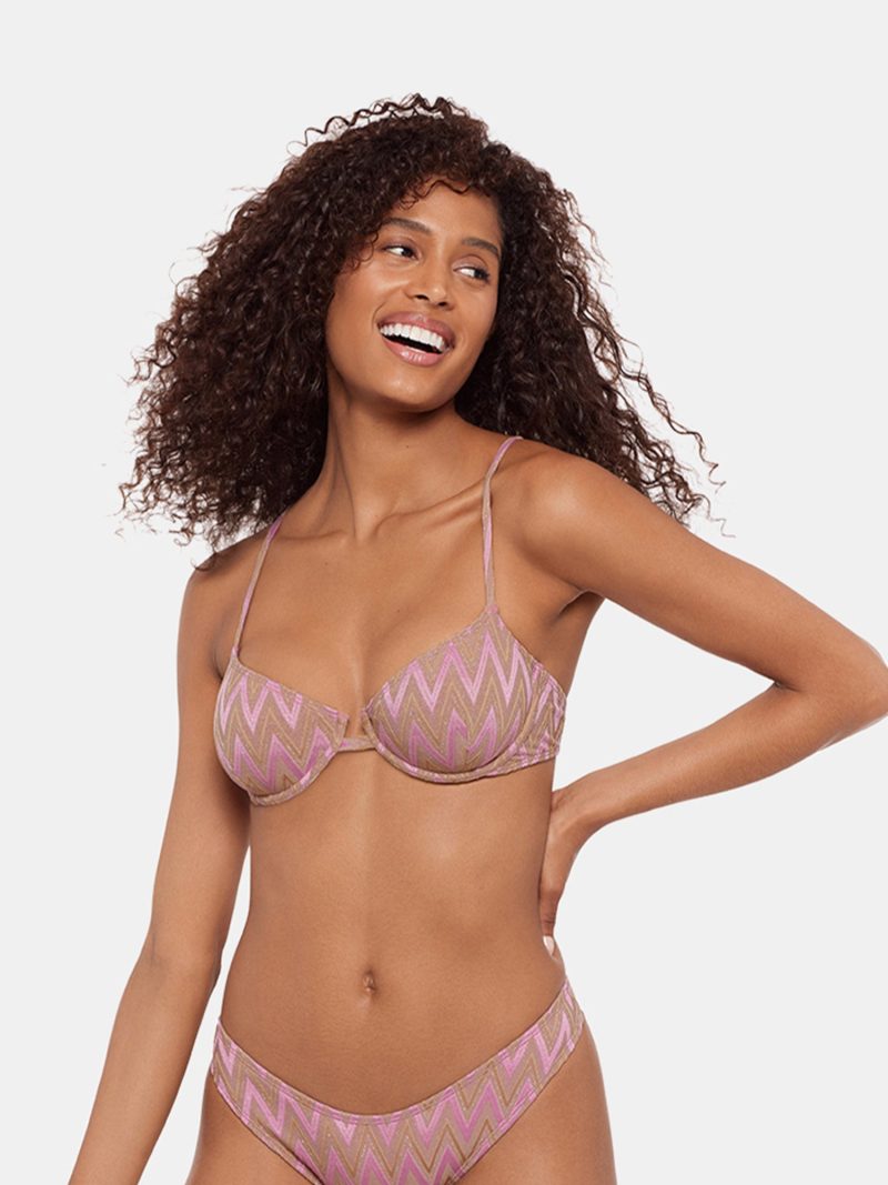 CHEVRON SHINE BIKINI TOP PURPLE